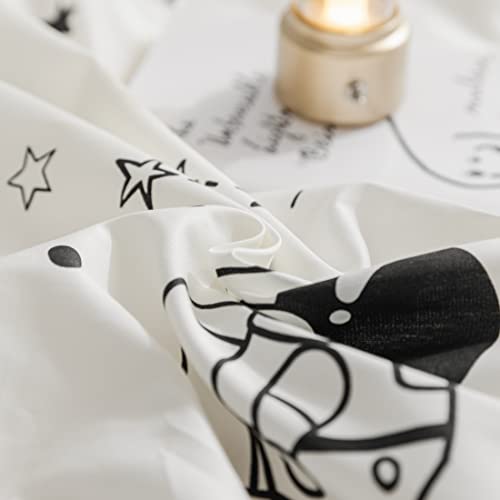 Space Duvet Cover Set Queen 100percent Cotton Cartoon Astronaut Rocket Full/Queen (90 in x 90 in) - color: Happy Universe, size: Full/Queen (90 in x 90 in)