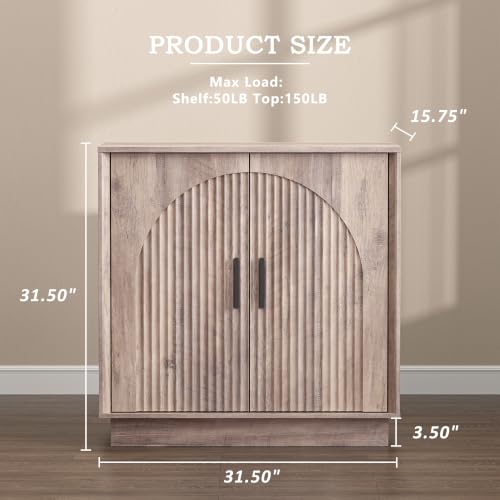 Buffet Cabinet with Storage, 31.5" W Fluted Sideboard Buffet Cabinet with Adjustable Shelves, Single-Box Modern Wood Credenza Accent Storage Cabinet for Dining Room Living Room Hallway, Grey - color: Grey, size: 31.5'' WIDE