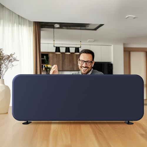 DECOLAB Desk Divider, Portable Table Privacy Panel 48"x18", Cobalt | Freestanding Desk Shield. For Office, Student, Classroom, Work from Home. No Drill. - color: Cobalt