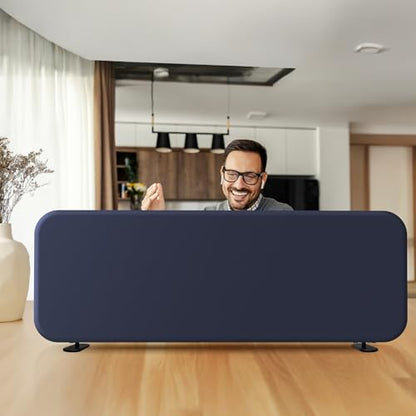 DECOLAB Desk Divider, Portable Table Privacy Panel 48"x18", Cobalt | Freestanding Desk Shield. For Office, Student, Classroom, Work from Home. No Drill. - color: Cobalt