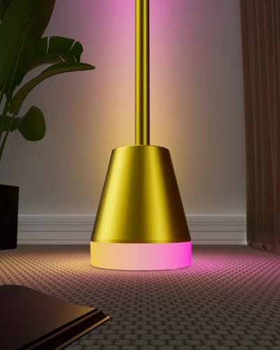 Keepsmile Smart RGB LED Corner Floor Lamp,172 LEDs Bright Standing Lamps for Living Room with APP and Remote,Modern Floor Lamp with Music Sync and 16 Million Colors, Ambient Lighting for Bedroom Gold - color: Gold