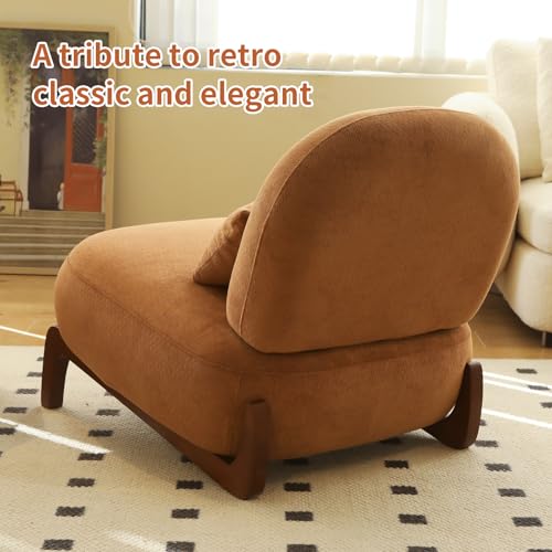 GDFStudio Armless Accent Chair with Solid Wood Legs & Upholstered Cushion, Modern Side Chair for Living Room Bedroom Reading Nook Balcony Apartment Waiting Area Comfortable Seating, Caramel - color: Caramel