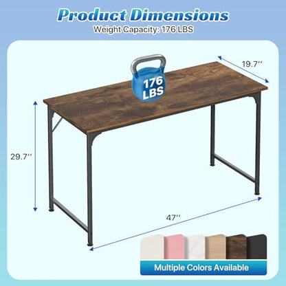 Computer Desk 47 inch Length Study Writing Table, Adjustable feet, Modern Furniture for Home Office, Brown - color: Brown, size: 47 inch