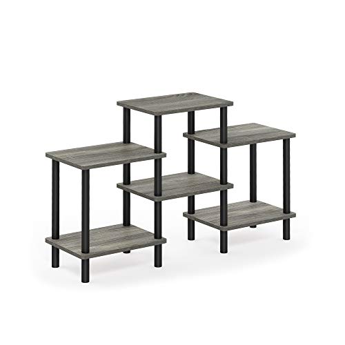 Furinno Turn-N-Tube DIY Multipurpose Combination Rack, French Oak Grey/Black - color: French Oak/Black, style: 6-Tiers with Round Tube