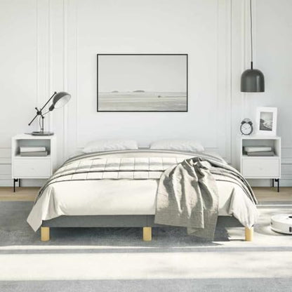 Full Upholstered Bed Frame, Dark Gray Polyester Fabric, Modern Low Profile Design, Durable Engineered Wood, 55.1x76x9.8 cm, Headboard-Free for Bedroom Furniture
