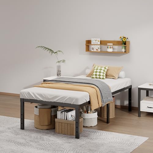 LUMUNANCE Metal Bed Frame Twin Size - 18 Inch Heavy-Duty Twin Platform Bed Frame No Box Spring Needed, Easy Assembly, Noise-Free, Sturdy Mattress Foundation, Underbed Storage Space - size: Twin, style: 18 Inch