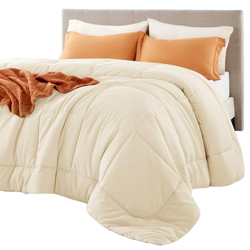 Bedsure Comforter Duvet Insert - Quilted Comforters Queen Size, All Season Duvet, GentleSoft Down Alternative Bedding, with 8 Tabs, Gifts for Women/Men, Cream,Queen 88 x 88 Inches - color: Cream, size: Queen