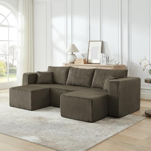 Geelife Compact Modular Sectional Sofa with Minimalist Style and Space-Saving Design - Brown