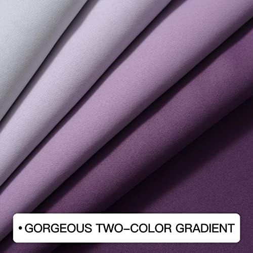 COSVIYA Grommet Room Darkening Ombre Purple Curtains W42xL84 inch | Purple and Greyish White Gradient Drapes, Light Blocking, Insulated Thermal Window Curtains for Bedroom/Living Room,2 Panels - color: Purple to Grayish White, size: 42"W x 84"L (Pack of 2