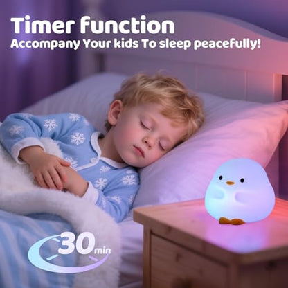 Rytinazzz Duck Night Light, Color Changing Mode & 50-Hour Battery, Squishy Silicone Lamp for Kids Room, USB Rechargeable with Timer, Mothers Day Gifts - color: Colorful Duck