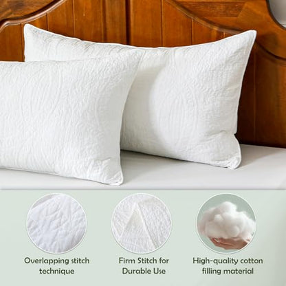 White 100% Cotton Twin Size Quilt Bedding Set, 3 Pieces Modern Style Coin Pattern Bedspread, Soft Bed 100% Cotton Batting Coverlet, All-Season Quilted Comforter Bed Cover, 1 Bedspread, 2 Pillowcases - color: White, size: Twin