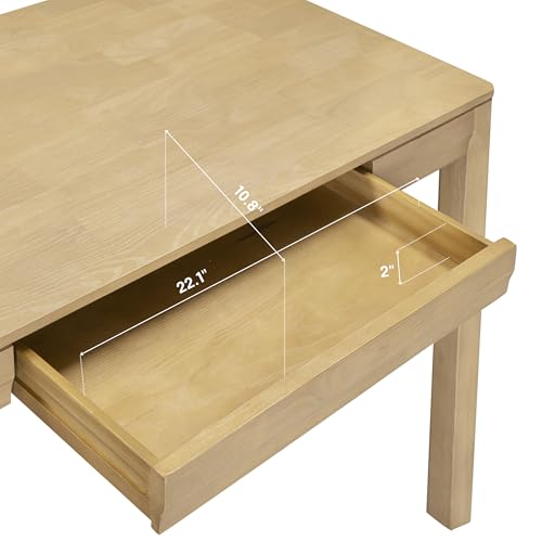 Flow Modern Wooden Rectangle Desk Table with Hidden Drawer – Waterproof & Heat Resistant - Sand - color: Sand, size: 47 Inch, style: Desk