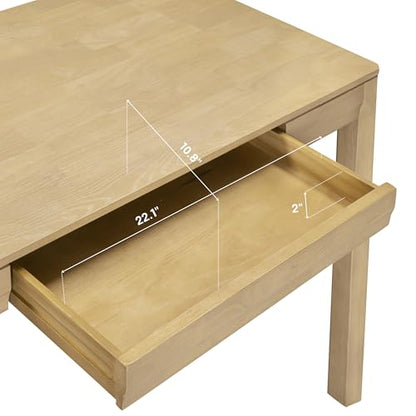 Flow Modern Wooden Rectangle Desk Table with Hidden Drawer – Waterproof & Heat Resistant - Sand - color: Sand, size: 47 Inch, style: Desk