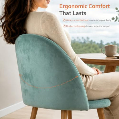 Lightdot Dining Chairs Set of 2, Velvet Upholstered Dining Chairs with Solid Wood Legs, Mid-Century Modern Accent Chair for Kitchen Living Room Bedroom, Assembly Guide Included, Mint Green - color: Teal