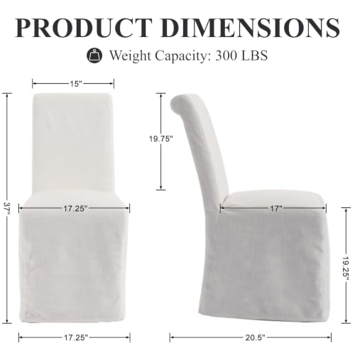 chairus Slipcovered Parsons Dining Chairs Set of 4, Upholstered Dining Room Chairs with Washable Linen Cover & High Back, Modern Farmhouse Wooden Side Kitchen Chairs, Cream White - color: Cream White Linen, size: 4 Chairs