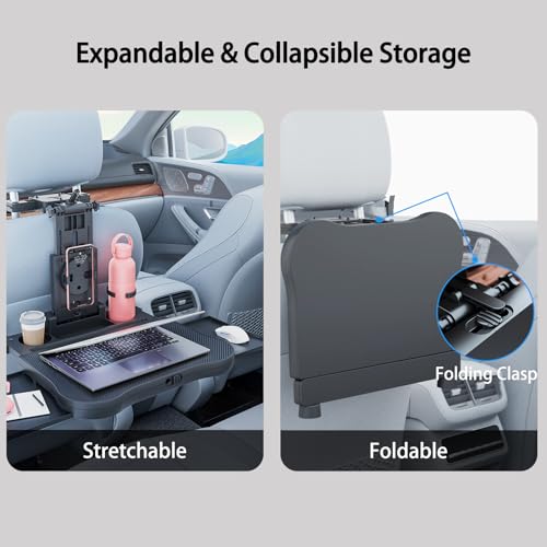 Large Foldable Backseat Tray Table, Car Laptop Desk with Cup Holder, Back Headrest Passenger Food Tray, Phone Tablet Holder, Multifunctional Travel Desk, Car Essentials for Kids & Long Road Trips - size: Backseat Tray
