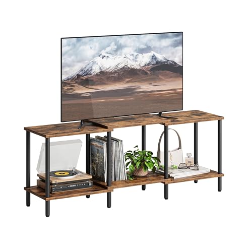 TV Stand, Entertainment Center, Industrial TV Media Console Table with Open Storage Shelves, 2 Tier TV Cabinet for Living Room, Bedroom LTS107RB - color: Rustic Brown