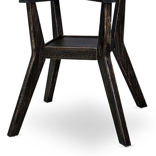 F58-11-TP - Kitchen Table with Acacia Wood Round Tabletop, Sand Blasted Black Finish - color: Sand Blasted Black, size: 54x54 Inch