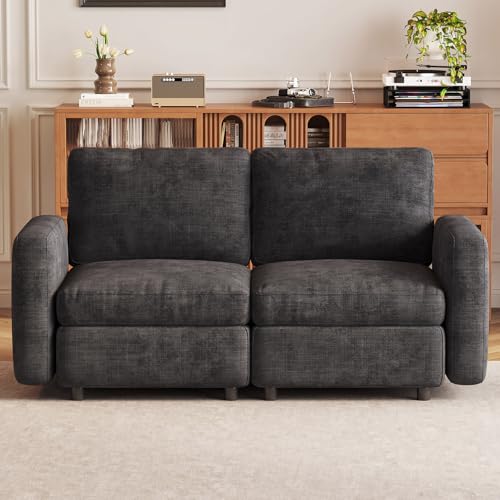 Miuuod 2-Seat Modular Sofa Couch Grey with Ergonomic Cushions, Convertible Sleeper Sectional for Living Room Bedroom Apartment, Cloud Futon Lounge Furniture Set for Small Spaces Compact Loveseat - color: Grey, style: 2 Seats（2 Seats only）