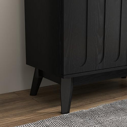 Black Sideboard Buffet, Small Storage Cabinet with Doors and Shelves for Living,Kitchen - color: Black