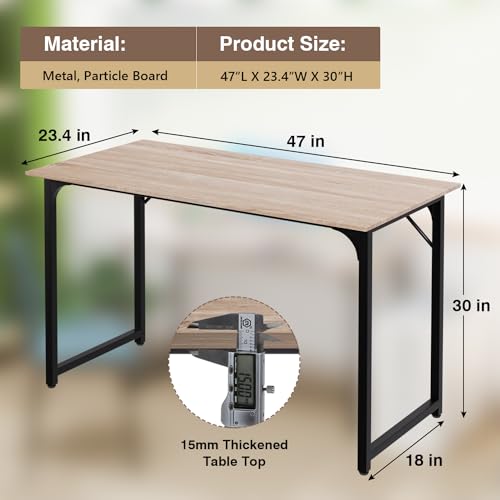 FDW 47 inches Computer Desk/Home Office Desk/Writing Study Table/Modern Simple Style PC Desk with Metal Frame,Nature - color: Nature, size: 47 Inches
