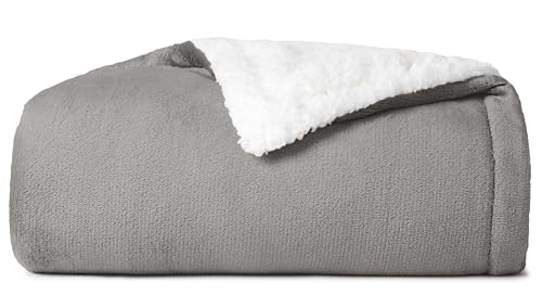 Casual Living Queen Sherpa Blanket, Reversible Fleece, 90" x 90", Grey | Cozy Sherpa Reverse, Oversized Coverage, Hypoallergenic, OEKO-TEX Compliant, Machine Washable, Plush Fleece Face - color: Grey, size: Full/Queen 90 x 90-inch