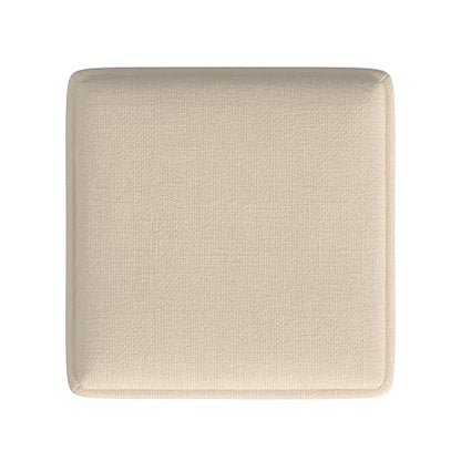 HomePop 17.5" Storage Ottoman with Tray Top - Cream Woven - color: Cream Woven