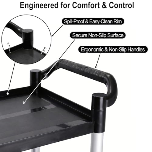 3-Tier Rolling Utility Cart with Wheels, 510 lbs Capacity Service Cart, Commercial Kitchen Cart with 4 Lockable Swivel Casters for Restaurant/Home/Warehouse/Office (31.5"L x 15.75"W x 37.4"H)