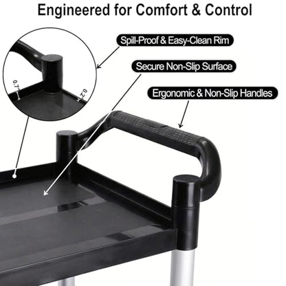 3-Tier Rolling Utility Cart with Wheels, 510 lbs Capacity Service Cart, Commercial Kitchen Cart with 4 Lockable Swivel Casters for Restaurant/Home/Warehouse/Office (31.5"L x 15.75"W x 37.4"H)