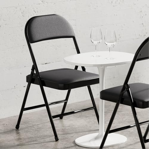 Nazhura 4 Pack Folding Chairs, Fabric Dining Chair Set with Padded Cushion and Back, Indoor Outdoo Seat for Home Office Events Wedding Party (Charcoal Fabric Seating) - color: Charcoal