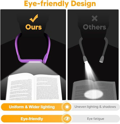 Reading Light, 3 Colors Stepless Dimming Neck Light, Book Lamp | Rechargeable Book Light for Reading at Night, Dual Lamps, 80H Lasting, Hands-Free Knitting, Crochet, Sewing, Crafting, Crafts - color: Dark Purple