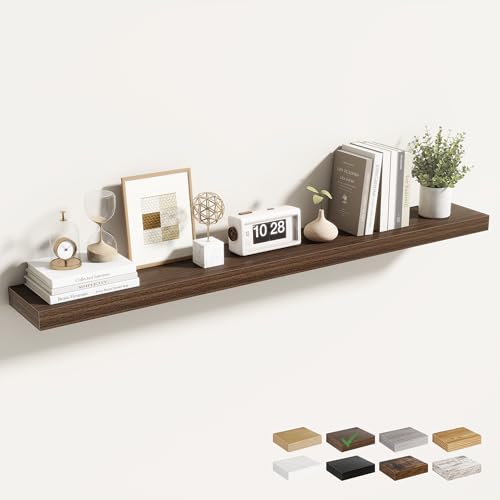 Acovy 48 Inch Floating Shelves for Wall 1 Pack, 48" Wall Shelves for Books, Storage, Decor, Wall Mounted Floating Shelf with Invisible Brackets for Kitchen, Living Room, Walnut - color: Walnut, size: 6.5"Wx48"L-1pc