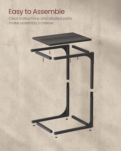 VASAGLE C-Shaped End Table, Small Sofa Side Table with Metal Frame | for Couch, Living Room, Bedroom, Bedside, Ebonized Oak and Black, BARNET Collection ULET350B42 - color: Ebonized Oak + Black