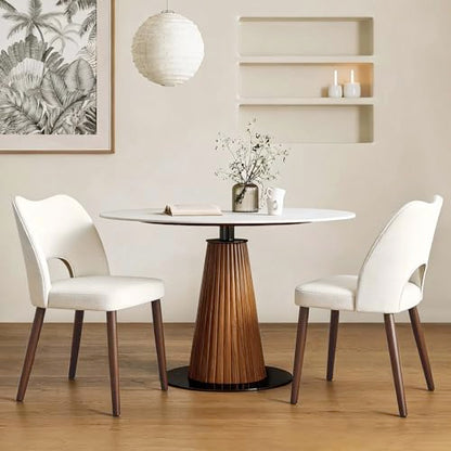 GarveeHome Dining Chairs Set of 4, Modern Hollow Back Dining Room Chair | Upholstered Kitchen Chairs with Adjustable Foot Pads, Wooden Dinner Chair for Kitchen Dining Room, White - color: Hollow White-brown Legs