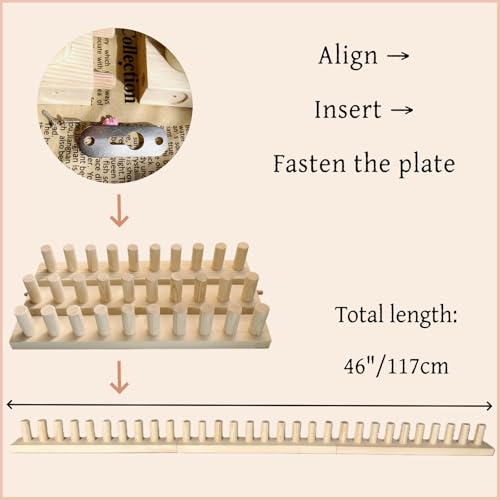 FOBEVTEF 46'' DIY Chunky Knit Blanket Loom, Wooden Loom Frame for DIY Throw Blankets, Adjustable Size Hand Knitting Kit | No Needles Required | Foldable & Portable | Beginner Friendly Yarn Craft - size: 46 inch