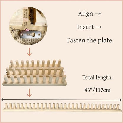 FOBEVTEF 46'' DIY Chunky Knit Blanket Loom, Wooden Loom Frame for DIY Throw Blankets, Adjustable Size Hand Knitting Kit | No Needles Required | Foldable & Portable | Beginner Friendly Yarn Craft - size: 46 inch