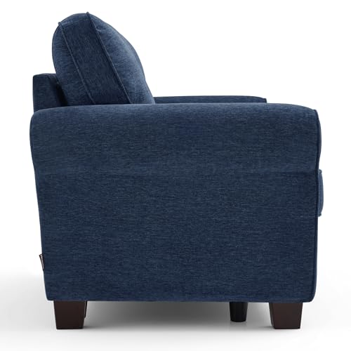MCombo 67.7" Loveseat Sofa, 2-Seater Small Couch for Small Spaces, Classic Rolled Arm Upholstered Sofa with Solid Wood Legs for Living Room, Removable Cover, Chenille Fabric VE730 (Navy Blue) - color: Navy Blue