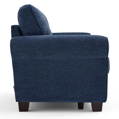 MCombo 67.7" Loveseat Sofa, 2-Seater Small Couch for Small Spaces, Classic Rolled Arm Upholstered Sofa with Solid Wood Legs for Living Room, Removable Cover, Chenille Fabric VE730 (Navy Blue) - color: Navy Blue