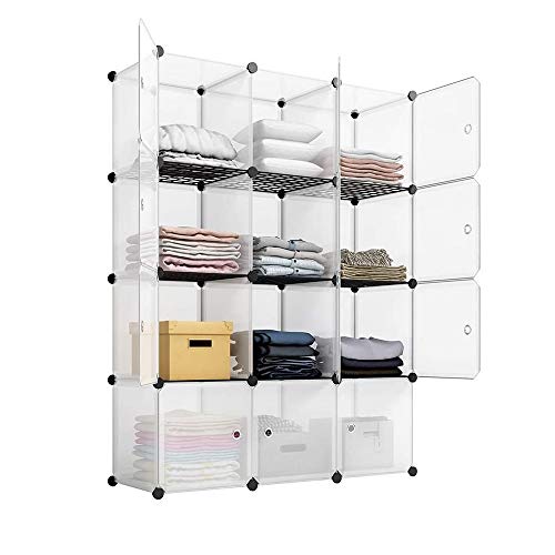 13.8 Inchs Cube Storage Organizer, Storage Cubes Shelves Bookshelf,Portable Closet Storage Shelves for Kids, Closet, Bedroom, Bathroom, Office White (12-Cube)