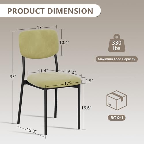 Einhomn Upholstered Dining Chairs Set, Modern Stackable Dining Room Chairs with Soft Velvet Backrest, Kitchen Chairs with Sturdy Metal Legs for Living Room, Restaurant, Set of 2,Light Green - color: Light Green