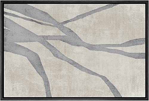 SIGNWIN Framed Canvas Print Wall Art Blue Gray Stripe Pastel Color Field Abstract Shapes Illustrations Modern Art Decorative Contemporary Minimal for Living Room, Bedroom, Office - 16"x24" Black - color: A11-02-m51, size: 24"L x 16"W