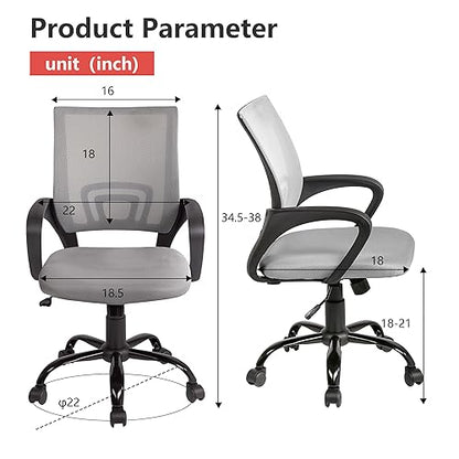 PayLessHere Office Computer Chair Ergonomic Cheap Desk Chair Adjustable Comfortable Mid Back Task Rolling Swivel with Lumbar Support for Home Office (Pack of 1, Grey) - color: Grey, style: pack of 1