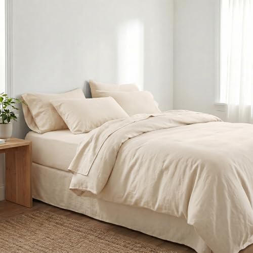 Peru Pima 415 Thread Count Percal Full/Queen Duvet Cover Set - 100% Peruvian Pima Cotton, 3 Piece (1 Cover, 2 Pillowcases) - Cooling, Crisp, Deep Pocket, Hotel Quality Bedding - Ivory - color: Ivory, size: Full/Queen