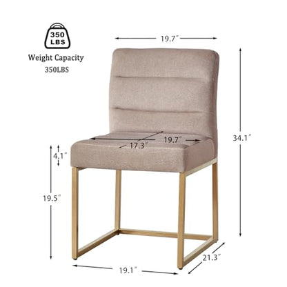 GrandNoor Modern Grey Linen Fabric Dining Chairs Set of 4, Soft Thick Upholstered Kitchen Chairs with Gold Sturdy Metal Legs,Adjustable Foot Pads Dining Room Chairs - color: Grey Linen, size: 4PCS Dining Chairs
