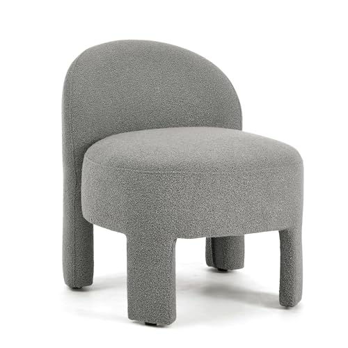 Loop Gauze Lounge Chair with Soft Cushion, Space Saving Accent Chair for Small Spaces, Easy Assembly Modern Chair for Living Room, Bedroom, Balcony(Grey)