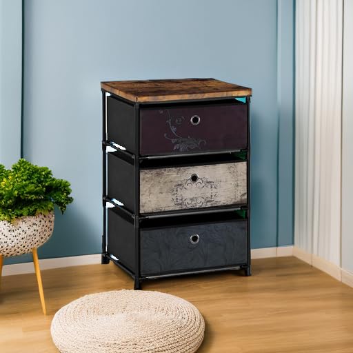 VASICAR Nightstand with 3 Drawers, Clothes Storage Organizer, Small Fabric Dresser for Bedroom, Closet, Entryway, Hallway, Nursery, Dorm - size: 12.6"D x 16.5"W x 25.2"H (3 Drawers)