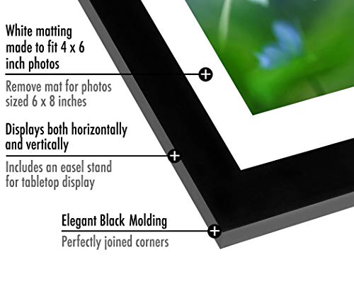 Americanflat 6x8 Picture Frame with Shatter-Resistant Glass - Set of 2 - Use as 4x6 Frame with Mat or Display 6x8 Photo Without Mat - Signature Collection - Picture Frames for Tabletop or Wall - Black | Engineered Wood construction, Shatter-resistant glas