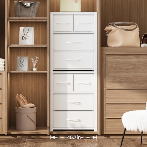 Homeiju Stackable 4-Drawer Fabric Dresser with Waterproof Wood Top – Closet Organizer & Storage Drawers for Bedroom, Modern Metal Frame Design (3 Tier) - size: 11.4"D x 15.8"W x 22.7"H (4 Drawers)