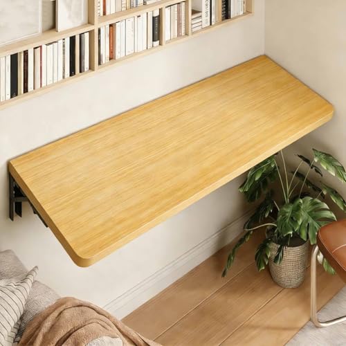 Fold Down Wall Mounted Foldable Desk, Drop Down Table with Metal Brackets, Collapsible Workbench for Laundry Room, Home Office, Kitchen, Bedroom, Home Bar(Wood,60 * 20cm) - color: Wood, size: 60*20cm
