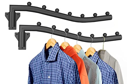 Folding Clothes Hanger Rack Swing Arm Hook Holder Clothing Hanging Garment Drying Closet Rod Storage Organizer Wall Mount Space Saving for Closet Organizer Bathroom Bedroom Laundry 2 Pack Black - style: 2 Pack